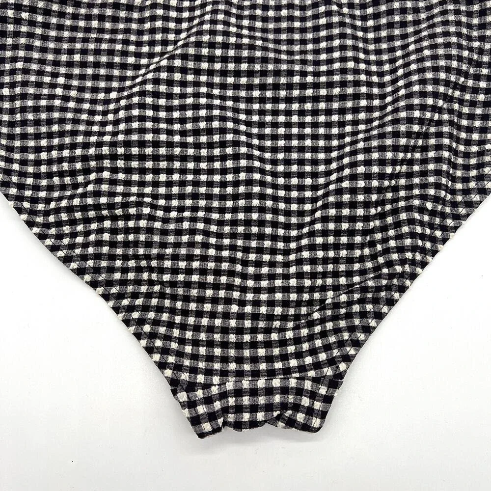 KATE SPADE High Waist Bikini Bottom Women Medium Black Gingham Seersucker Swim